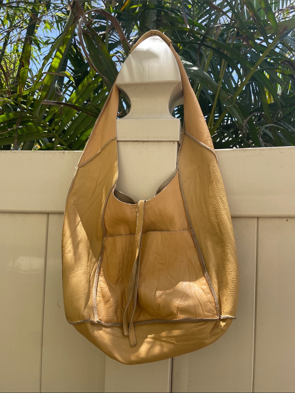 J. Jill Mustard Vintage Soft Leather Hobo Bag in Light Colored Genuine Leather